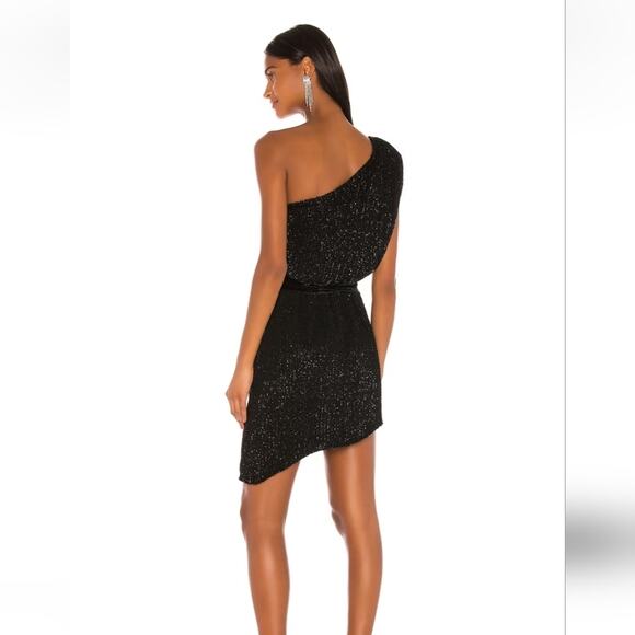 Retrofete Ella Sequin Dress Black One Shoulder Size XL NWT Sleeveless Mini - Picture 2 of 12